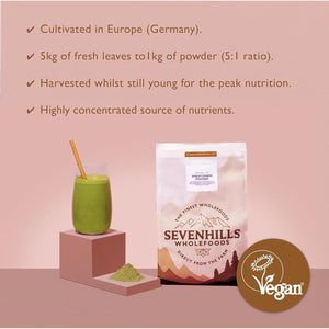 Sevenhills Wholefoods Organic Wheatgrass Powder, European (EU) 500G | Cultivated in Europe | High in Vitamin C and Iron