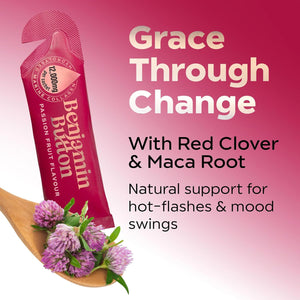 Menopause Collagen Liquid 12,000Mg, 14X Marine Collagen Peptide Sachets with Red Clover, Maca, Reishi, Vitamins C D3 K2, Biotin & Zinc, Skin, Hair, Joint & Hormone Support - Passion Fruit