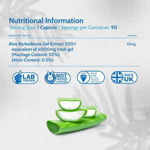 Health4All Aloe Vera Gel Extract 6000Mg 90 Capsules, Digestive Health Detox Supplement, Support for Leaky Gut, Acid-Alkaline and Ph Balance, Pure Vegan Cleanse Capsules (Not Tablets) | Made in UK