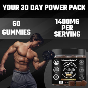 Pure Organic Himalayan Shilajit Gummies with Lion'S Mane Mushroom and Ashwagandha 3-In-1 Max High Strength by Mountspirit™,Fulvic & Humic Acid and 85+ Minerals, for Energy, Immunity & Focus