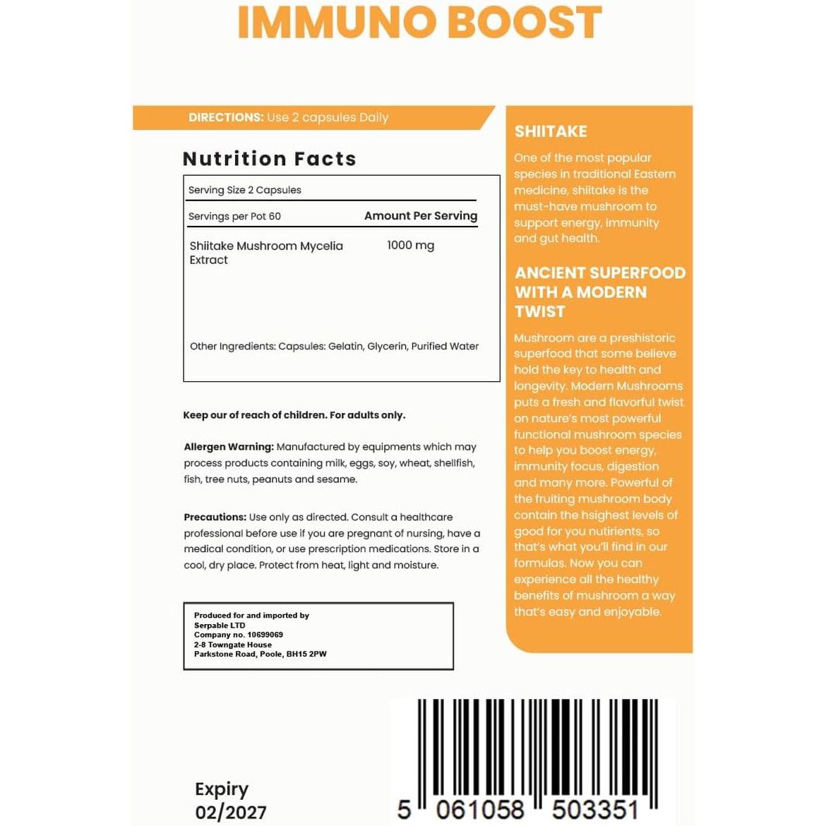 AHCC Supplement – Liver Detox & Immune Support – Immunoboost Shiitake Mushroom Extract 1000Mg – Cholesterol & Gut Health – UK Made – 60 Capsules