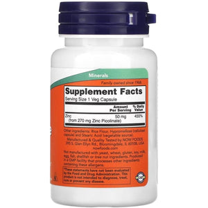 Now Foods – Zinc Picolinate 50Mg | Supports Immune and Skin Health – 60 Veg Capsules