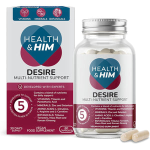 Health & Him Desire Supplements for Men - 60 Capsules - Supplements for Men with Maca Root & Korean Ginseng - Vegan, Gluten-Free