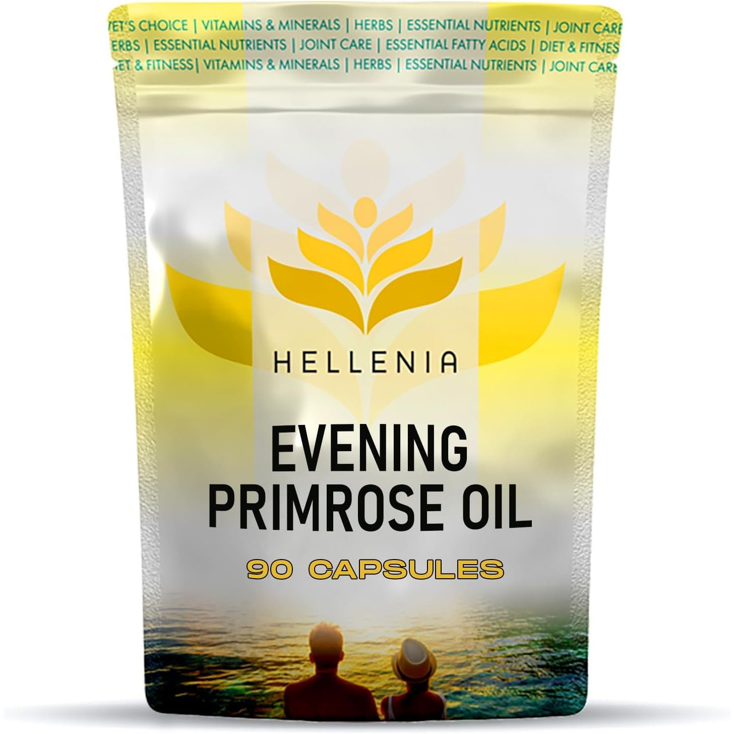 Evening Primrose Oil 1000Mg Capsules | High in Omega 6 Valuable | Pure Cold Pressed | 90 Capsules - Supplement for Women'S Health | High Strength Evening Primrose Oil - Made for Hellenia