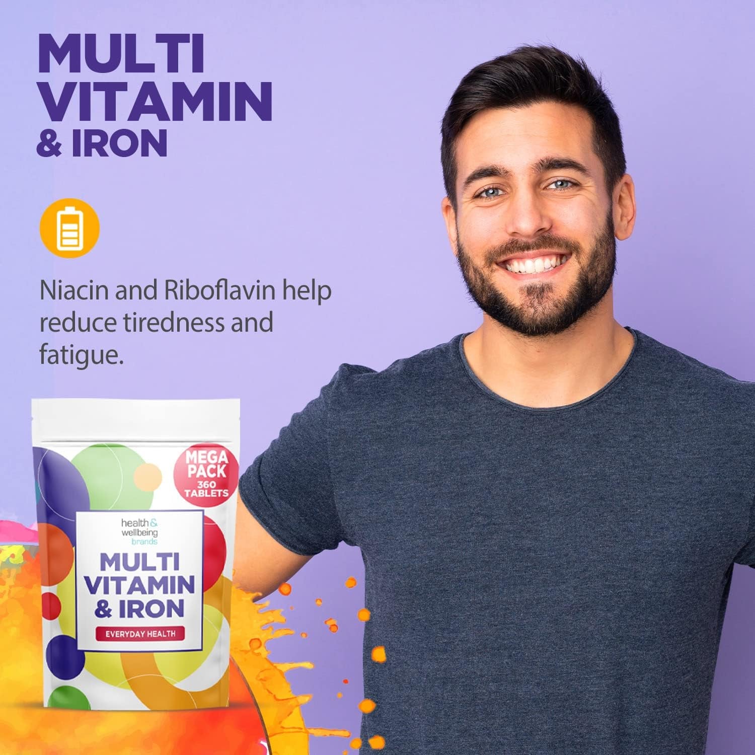 Multivitamin & Iron 360 Tablets | One a Day Formulation for Men or Women | UK Manufactured | Immune Defence: Vitamin C D & B6 Supports Immune System