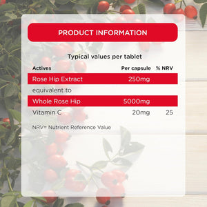 Healthspan Rose Hip 5,000Mg (120 Tablets) | Supports Joints & Immune Health | Helps Maintain Healthy & Flexible Joints | Added Vitamin C | High in Flavonoids & Polyphenols | Vegan