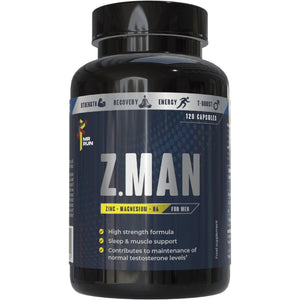 Zinc Magnesium Supplement for Men, 120 Capsules - Muscle & Sleep Support, High Strength Magnesium Zinc Tablets with VIT B6 - Muscle Growth Recovery Performance - Vegan, UK Made - 60 Servings