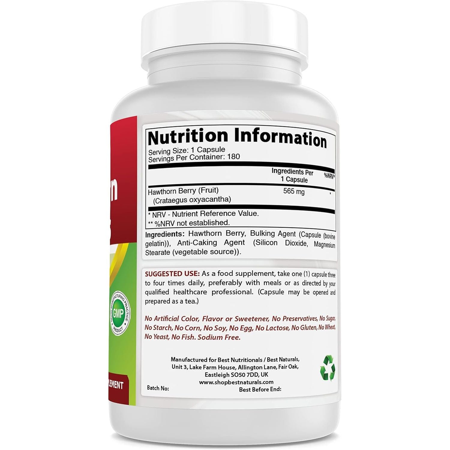 Best Naturals Hawthorn Berry 565 Mg 180 Capsules (180 Count (Pack of 1))