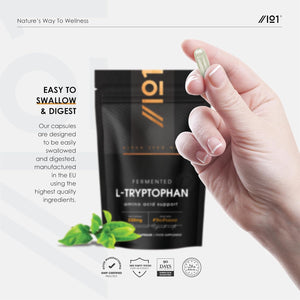 L-Tryptophan 220Mg with Bioperine® - 90 Vegan Capsules – Naturally Fermented L-Tryptophan Supplement with Black Pepper Extract for Increased Bioavailability - 3 Months Supply - by Alpha01