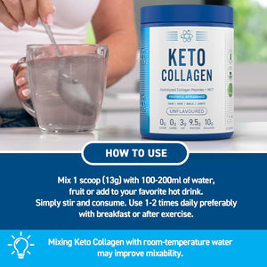 Applied Nutrition Keto Collagen Protein - Keto Protein Powder with MCT, Ketogenic & Paleo Diet, Zero Sugar & Carbs, Healthy Skin, Hair, Nails (Unflavoured) (325G - 25 Servings)