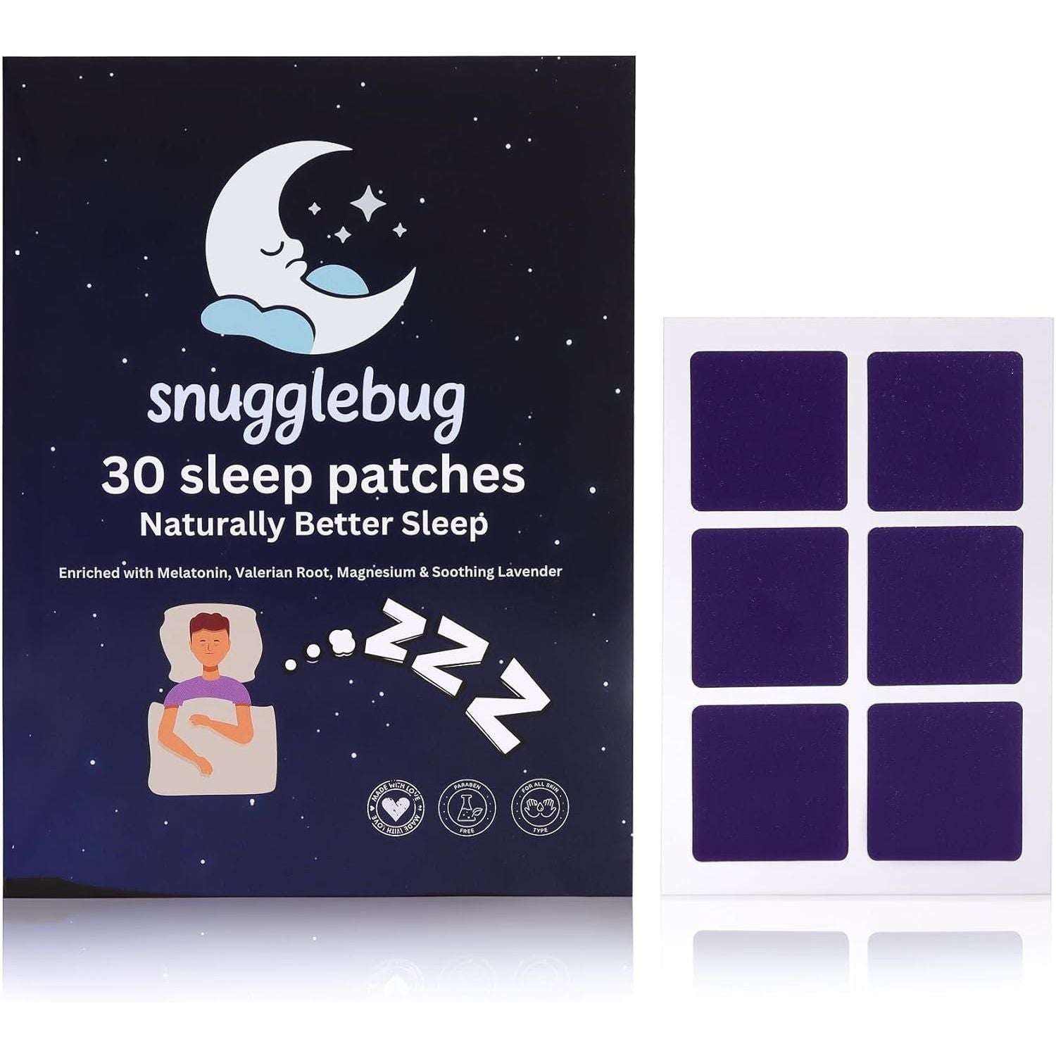 Snugglebug® Sleep Patches – 30-Day Supply | Extra Strength with Melatonin | All-Natural Sleep Aid | UK Made, Vegan, Non-Habit-Forming | No Pills, No Grogginess | Pack of 1