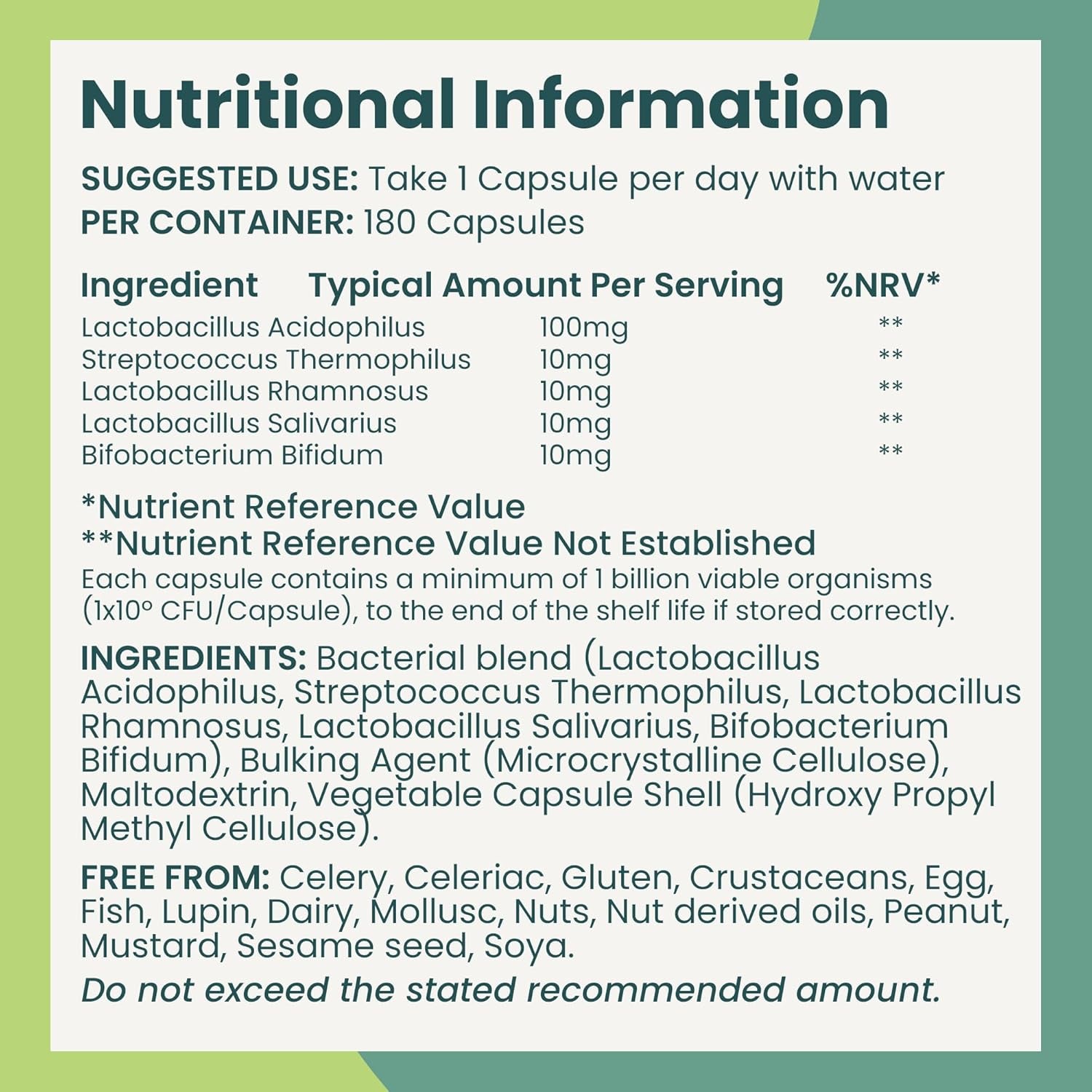 Premium Bio Cultures Complex 180 Capsules (6 Month’S Supply) | High Strength Probiotic | Vegan Multi Strain Probiotic | Lactobacillus Acidophilus & Bifidobacterium | Supports Digestive Health