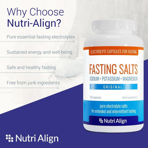 Nutri-Align Fasting Salts Electrolytes, 120 Capsules | Sodium Potassium Magnesium Electrolytes | Pure Fasting Electrolytes | Sugar Free & Filler Free | Made in the UK