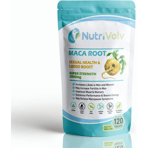 Nutrivolv Maca Root Supplement 2000Mg - High Strength Libido & Sex Drive Booster for Men & Women - Fertility, Energy, & Endurance Support - 120 Tablets