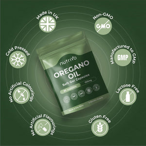 Oregano Oil Capsules | High Strength Oil of Oregano - 150Mg per Soft Gel | High Carvacrol Content | Immune & Digestive Support | Cold Pressed, Non-Gmo & UK Made