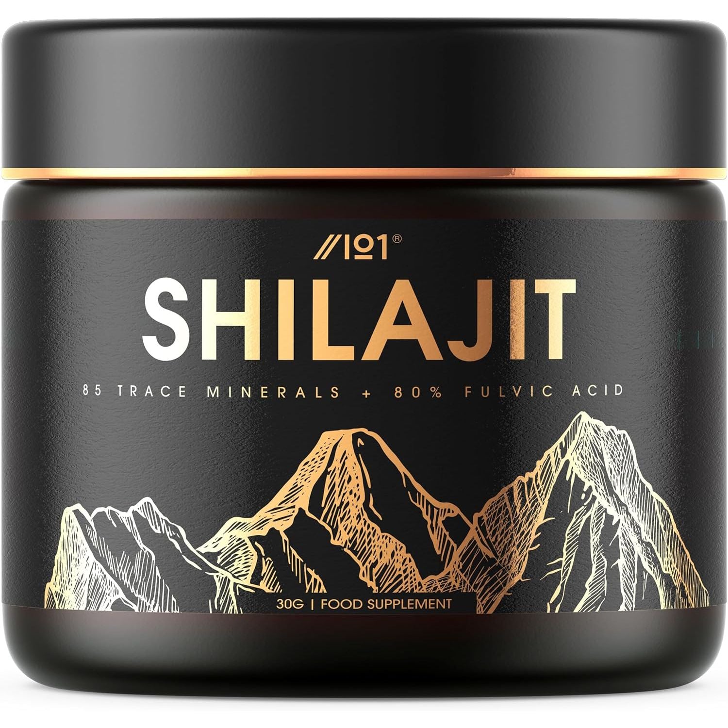 Himalayan Shilajit Resin 30G – Gold Grade 100% Pure Gilgit-Baltistan Source – Rich in 80% Fulvic & Humic Acid, Minerals – by Alpha01