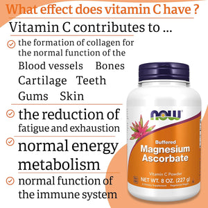 Now Foods, Magnesium Ascorbate, 227G Vegan Powder, Vitamin C, Minerals, Gluten Free, Soy Free, Vegetarian