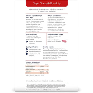 Healthspan Rose Hip 12,500Mg (90 Tablets) | Supports Joint & Immune Health | Helps Maintain Flexible Joints | Added Vitamin C & Calcium | Fatty Acids | Flavonoids | Vegan