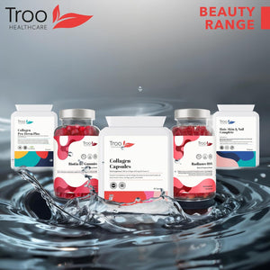 Troo Health Troo Marine Collagen Supplement - 60 High Strength Capsules 1200Mg Serving - Hydrolysed Marine Collagen Peptides with Vitamin C to Support Healthy Skin - UK Manufactured to GMP Standards