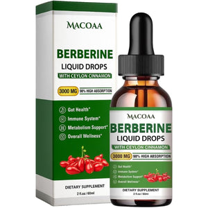 Berberine Supplement 3000Mg High Strength, 100% Absorption with 3X Berberine 1000Mg High Strengh Concentration, Natural Ingredients, Green Apple Flavour, 60Ml