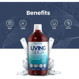 Orgono Living Silica Collagen Booster Liquid | Vegan Liquid Silica Supplement Collagen Booster | Collagen Supplement for Joints and Bones. | 67-Day Treatment. 1 Litre - 1000 Ml.