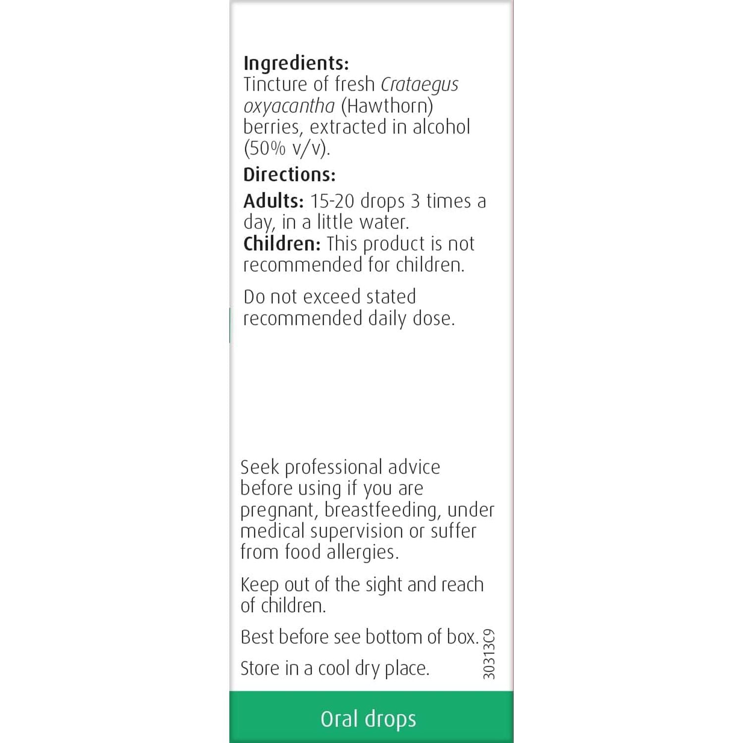 A.Vogel Hawthorn Crataegus Drops | Herbal Food Supplement | Tincture of Fresh Hawthorn Berries | Suitable for Vegans | 50Ml