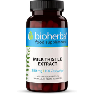 Milk Thistle 380 Mg – 100 Capsules | Herbal Supplement with Silymarin and Vitamin B6 for Antioxidant and Metabolic Support by BIOHERBA