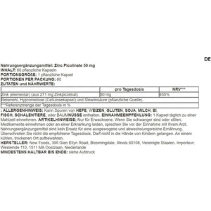 Now Foods – Zinc Picolinate 50Mg | Supports Immune and Skin Health – 60 Veg Capsules