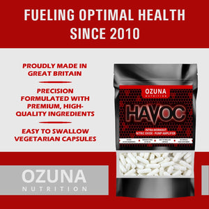 Havoc Nitric Oxide Supplement with L Arginine & Citrulline Malate for Muscle Growth, Pumps, Vascularity, & Energy - Extra Strength Pre/Intra Workout N.O. Booster & Muscle Builder - 60 Capsules