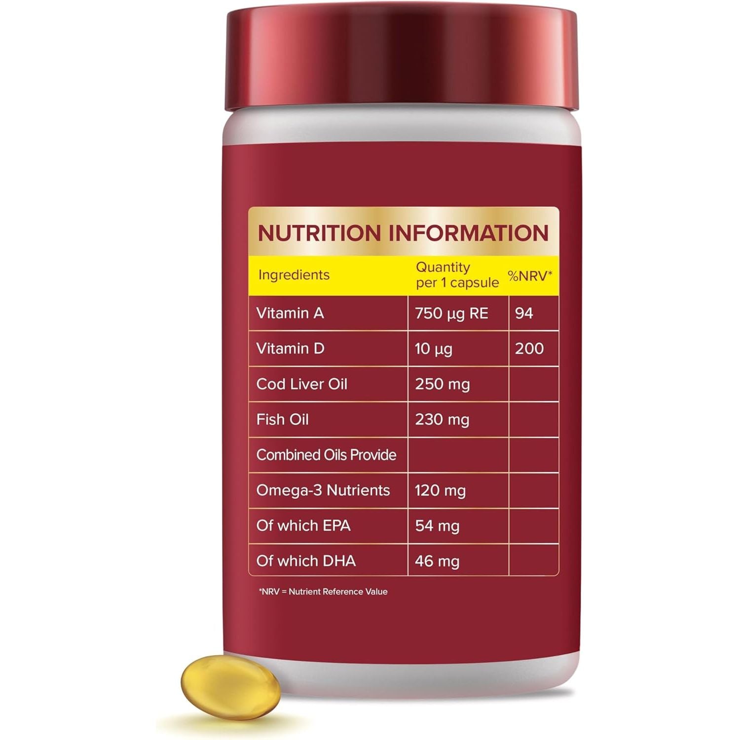 Seven Seas Cod Liver Oil One-A-Day Omega-3 Fish Oil and Vitamin D, 120 Capsules, 4 Months Supply