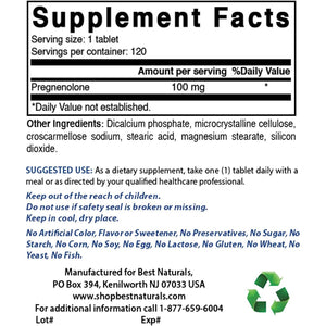 Best Naturals Pregnenolone 100 Mg 120 Tablets (120 Count (Pack of 1))