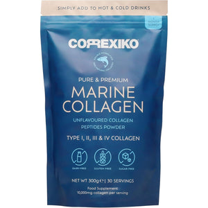 CORREXIKO Marine Collagen Powder Supplement Unflavoured - 10,000Mg Double Hydrolysed Collagen Peptides per Serving - Formulated for Maximum Absorption - for Hair, Skin & Nails - 300G, 30 Servings