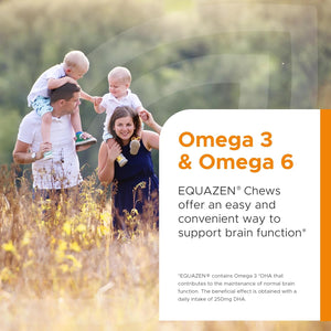 EQUAZEN Chews | Omega 3 & 6 Supplement | Blend of DHA, EPA & GLA | Supports Brain Function | Suitable for Children from 3+ to Adults | 60 Strawberry Flavoured Chews