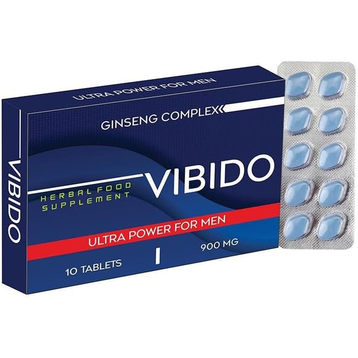 VIBIDO 900Mg | Stronger | Longer | Harder | Performance | Extra Strength Enhancing Pills, Stamina Endurance Booster Supplement Pills for Men | 10 Ginseng Tablets