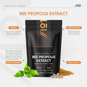 Bee Propolis Extract 4800Mg - 108Mg Flavonoids Propolis Supplement - 90 Vegan Capsules - Resealable and Recyclable Pouch by Alpha01