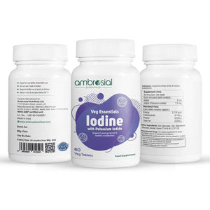 Ambrosial Iodine Supplement 5000Mcg with 7500 Mcg Potassium Iodide| High Strength Iodine Tablets | Natural Source of Iodine from Potassium Supplements & Iodide Tablets (Pack of 1-60 Tablets)