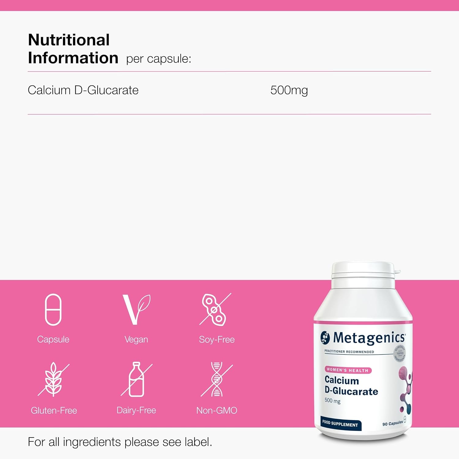 Metagenics Calcium D-Glucarate - Energy-Yielding Metabolsim & Gut Health - 90 Capsules