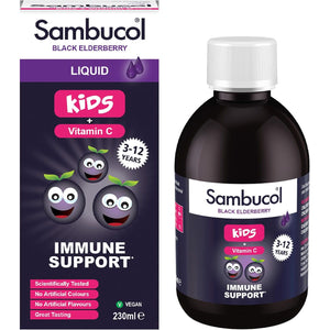 Sambucol Natural Black Elderberry Kids Liquid | Vitamin C | Immune Support Supplement | 230Ml