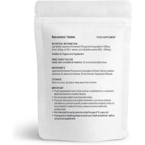 Resveratrol 1000Mg - 100 Tablets (Vegan) Japanese Knotweed, Blood Health, Cartilage, Liver Support