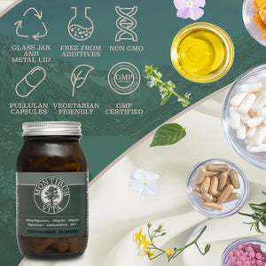 Montibus Vita - Magnesium Glycinate 405Mg, Vitamin D3 4000Iu (100Ug), Vitamin K2 100Ug, 90 High Strength Capsules