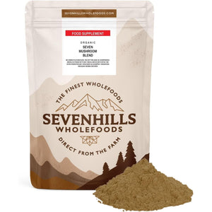 Organic 7 Mushroom Blend Powder 200G with Lion'S Mane, Reishi, Chaga, Cordyceps, Tremella, Maitake & Shiitake by Sevenhills Wholefoods
