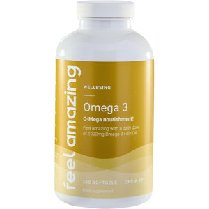 Omega 3 Fish Oil: One-A-Day (Full-Year 360-Day Supply) - 1000Mg Fish Oil per Softgel with 180Mg EPA, 120Mg DHA & 3Mg Vitamin E - Premium Heart & Brain Health Boost by Feel Amazing