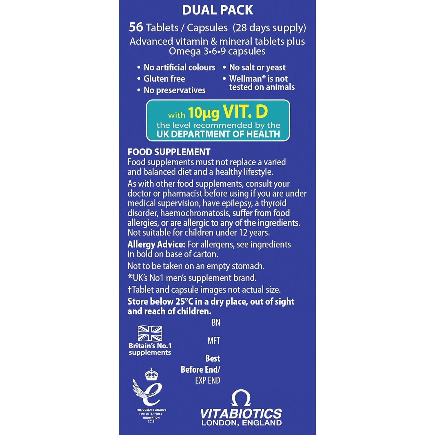 Wellman plus Vitamins. Uk'S No.1 for Men. Comprehensive Multivitamin Formula with Vitamin D, Omega 3-6-9 and Micronutrients. by Vitabiotics