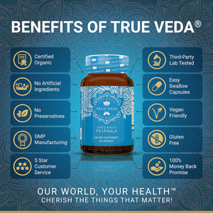 Organic Triphala Capsules - Certified Organic by Soil Association | Potency Due to Natural Fusion Extract | 100% Natural Supplement | Vegan & Vegetarian Friendly | Ayurveda | 60 Tablets | Made in UK