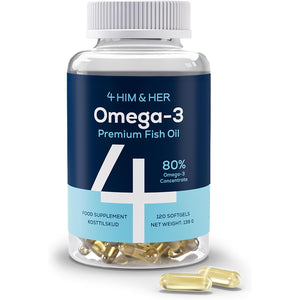 4 HIM & HER Omega-3 Capsules High Strength - 80% Concentrate Omega-3 Fish Oil - 668Mg EPA & 500Mg DHA + 83.4Mg DPA per Serving - 120 Softgels - 2 Months Supply