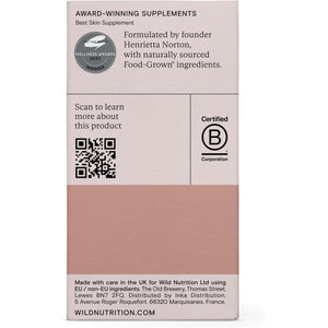 WILD NUTRITION Food-Grown® Complete Beauty Support | Hair Skin and Nails Vitamins for Women | Antioxidant & Collagen Formation Support | Hyaluronic Acid, Biotin, Zinc, Selenium & More | 60 Capsules