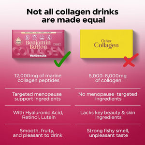Menopause Collagen Liquid 12,000Mg, 14X Marine Collagen Peptide Sachets with Red Clover, Maca, Reishi, Vitamins C D3 K2, Biotin & Zinc, Skin, Hair, Joint & Hormone Support - Passion Fruit