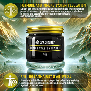 Shilajit Resin 50 Grams Stronglife Gold Grade Himalayan Shilajit | Natural Source of Fulvic Acid & 85+ Minerals for Energy Stamina Immune System | UK Lab Certified