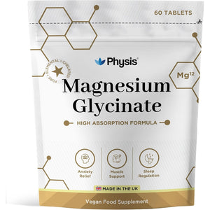 Physis Magnesium Glycinate 400Mg Daily | High Absorption Vegan Capsules for Sleep, Mood & Muscle Support | Non-Laxative, Natural Mineral | Relaxation, Stress & Anxiety Relief | 60 X Chelated Capsules