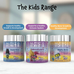 Nutriburst Trolls Kids Defencedynamo - Immune Support & Energy - Vitamin D3 (25Μg), Vitamin C (90Mg) + Black Elderberry Extract (50Mg) - Vegan + Chewable + Sugar Free - Blueberry Flavour - 60 Gummies